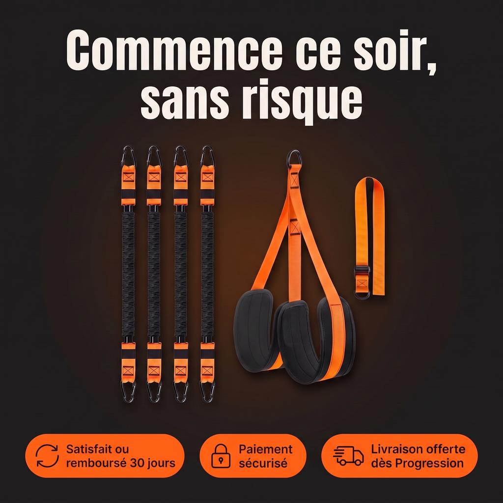 Commence ce soir, sans risque : satisfait ou remboursé 30 jours, paiement sécurisé, livraison offerte dès Progression